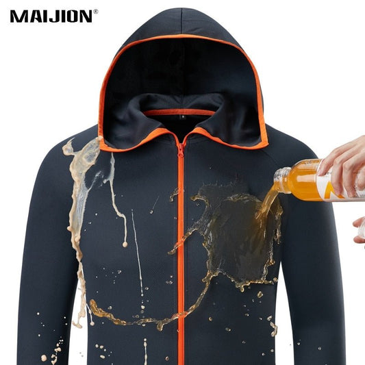 Men Waterproof Hiking Jackets Hydrophobic Clothing Outdoor Breathable Camping Fishing Hooded Jackets Quick Dry Anti-UV Skin Coat